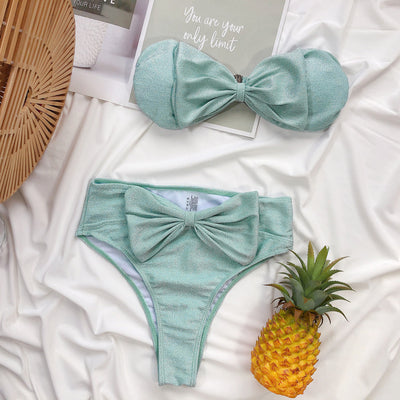 Bikini de Seda Brillante con Diseño Asimétrico - Image 13