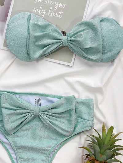 Bikini de Seda Brillante con Diseño Asimétrico - Image 14