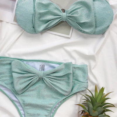 Bikini de Seda Brillante con Diseño Asimétrico - Image 16