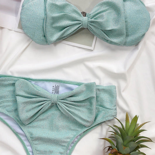 Bikini de Seda Brillante con Diseño Asimétrico - Image 16