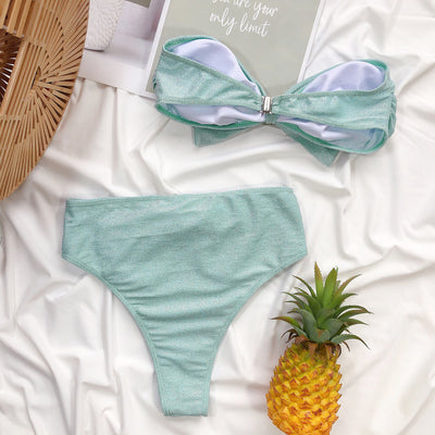Bikini de Seda Brillante con Diseño Asimétrico - Image 17