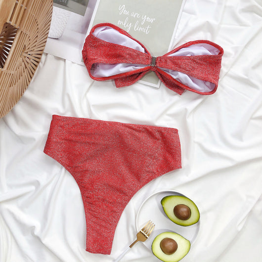 Bikini de Seda Brillante con Diseño Asimétrico - Image 28