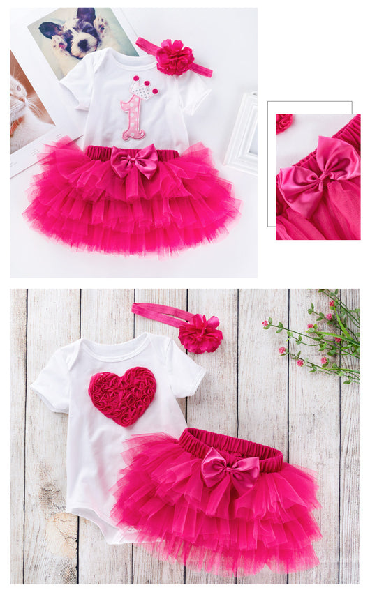 Mono Corto de Algodón Estampado Rosa Rojo para Bebé - Image 10
