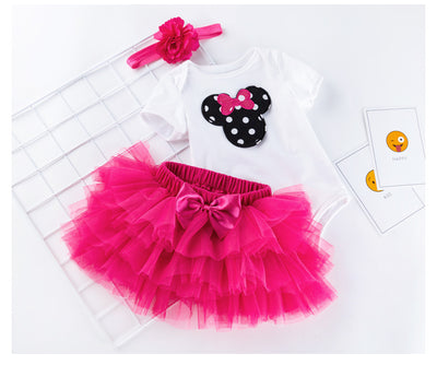 Mono Corto de Algodón Estampado Rosa Rojo para Bebé - Image 12