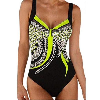 Traje de Baño Retro Estampado Espalda Descubierta para Mujer - Image 12