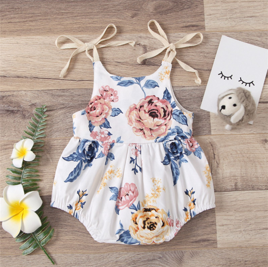 Enterizo Triangular Floral Bicolor para Bebé Niña - Image 9