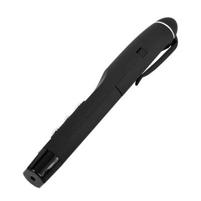 Black wireless presentation remote with laser pointer, USB receiver, and a matching black carrying case. - Image 8