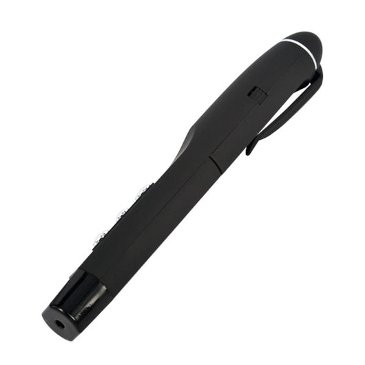 Black wireless presentation remote with laser pointer, USB receiver, and a matching black carrying case. - Image 8