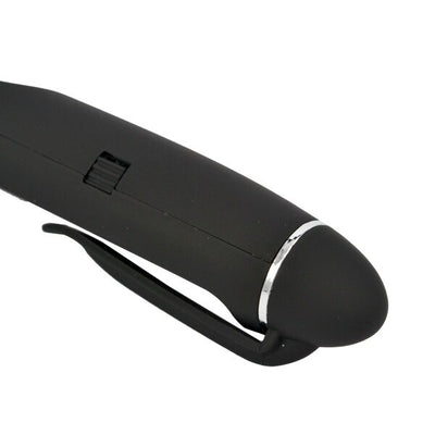 Black wireless presentation remote with laser pointer, USB receiver, and a matching black carrying case. - Image 10