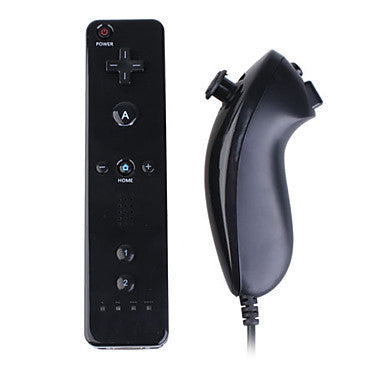 White Wii remote with a light blue silicone sleeve and a white Nunchuk controller with a grey wrist strap. - Image 14