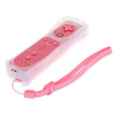 White Wii remote with a light blue silicone sleeve and a white Nunchuk controller with a grey wrist strap. - Image 22