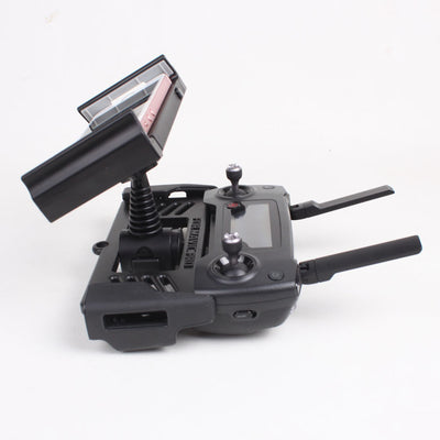 Black phone and tablet holder attached to a DJI Mavic Pro drone remote control, designed for 4-12 inch devices. - Image 7