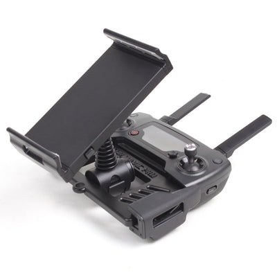 Black phone and tablet holder attached to a DJI Mavic Pro drone remote control, designed for 4-12 inch devices. - Image 10