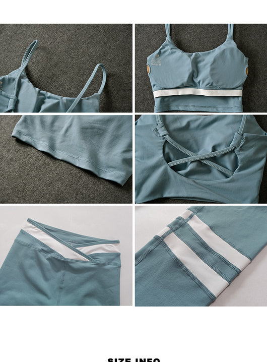 Conjunto Deportivo Mujer: Sostén Yoga Reforzado con Pantalón Rayado - Image 10