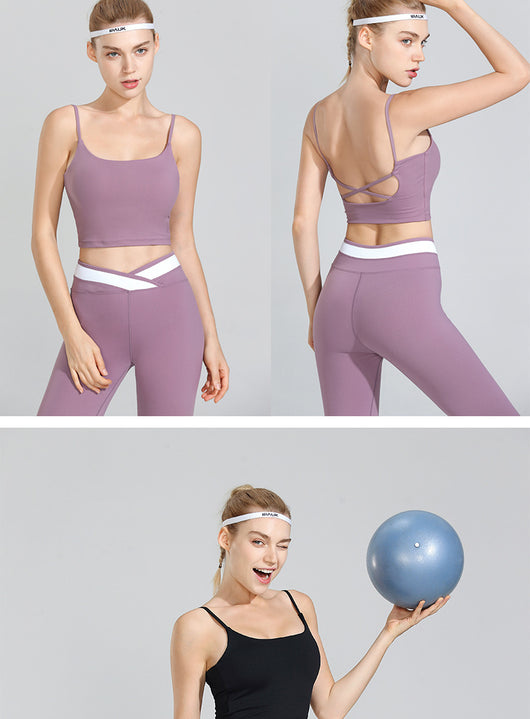Conjunto Deportivo Mujer: Sostén Yoga Reforzado con Pantalón Rayado - Image 13