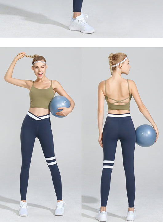 Conjunto Deportivo Mujer: Sostén Yoga Reforzado con Pantalón Rayado - Image 20