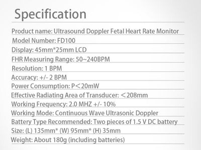 Monitor Doppler Fetal Portátil con Pantalla LCD 2M - Certificado FDA - Image 9