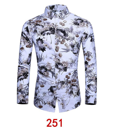 Camisa Hawaiana Estampada de Manga Larga para Hombre - Image 15