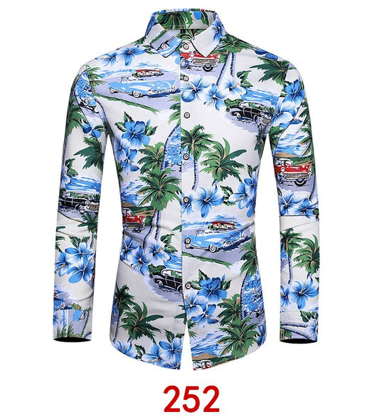 Camisa Hawaiana Estampada de Manga Larga para Hombre - Image 16