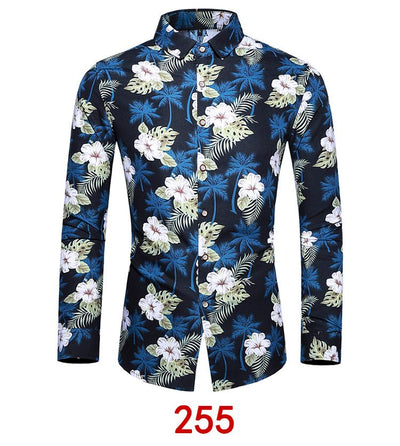Camisa Hawaiana Estampada de Manga Larga para Hombre - Image 17