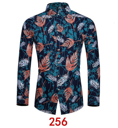 Camisa Hawaiana Estampada de Manga Larga para Hombre - Image 18