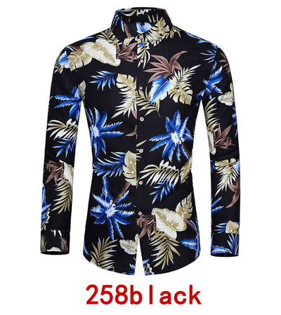 Camisa Hawaiana Estampada de Manga Larga para Hombre - Image 20
