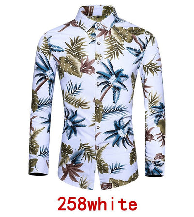 Camisa Hawaiana Estampada de Manga Larga para Hombre - Image 21