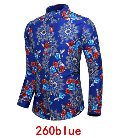 Camisa Hawaiana Estampada de Manga Larga para Hombre - Image 23