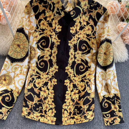 Camisa Bohemia Suelta con Solapa y Manga Larga - Image 11