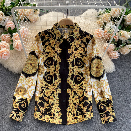 Camisa Bohemia Suelta con Solapa y Manga Larga - Image 14