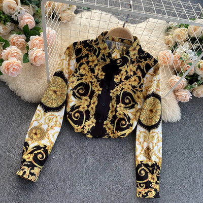 Camisa Bohemia Suelta con Solapa y Manga Larga - Image 17