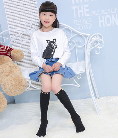 Calcetines de Algodón Peinado con Malla de Diamante para Niñas - Image 16