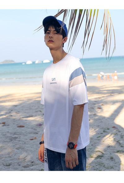 Playera Casual de Algodón para Hombre con Cuello Redondo y Estampado Contrastante - Image 8