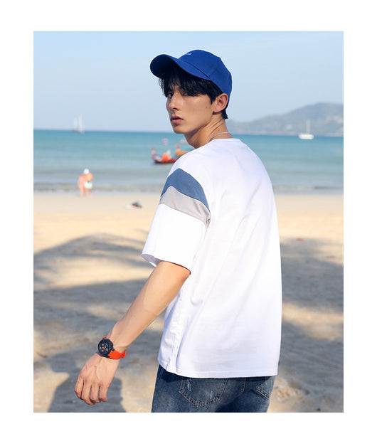 Playera Casual de Algodón para Hombre con Cuello Redondo y Estampado Contrastante - Image 9