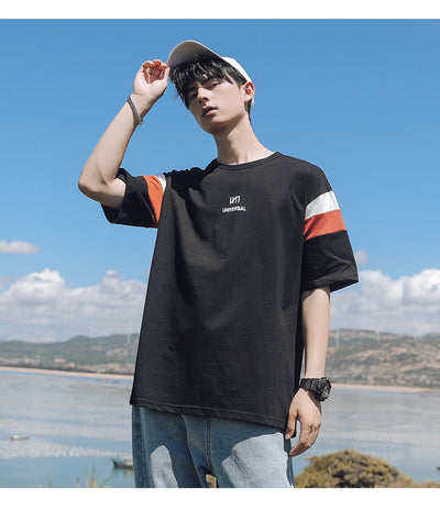 Playera Casual de Algodón para Hombre con Cuello Redondo y Estampado Contrastante - Image 10