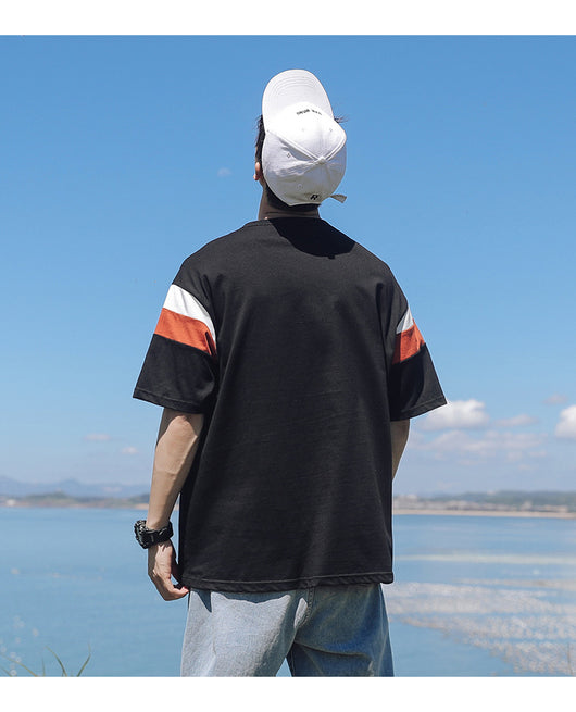 Playera Casual de Algodón para Hombre con Cuello Redondo y Estampado Contrastante - Image 11