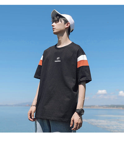 Playera Casual de Algodón para Hombre con Cuello Redondo y Estampado Contrastante - Image 12