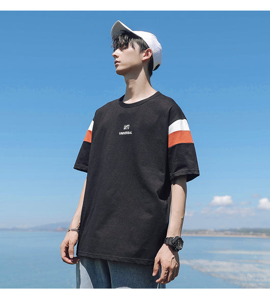 Playera Casual de Algodón para Hombre con Cuello Redondo y Estampado Contrastante - Image 12