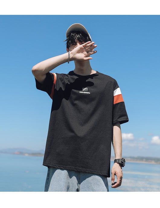 Playera Casual de Algodón para Hombre con Cuello Redondo y Estampado Contrastante - Image 14