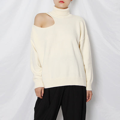 Suéter Suelto Cuello Alto y Hombros Descubiertos para Mujer - Image 6