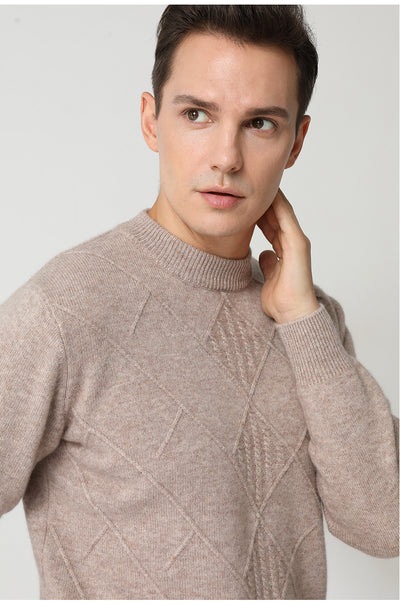 Suéter Cashmere Hombre Cuello Redondo Jacquard Elegante - Image 9