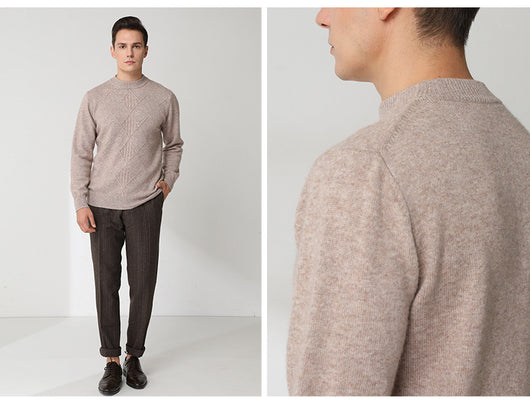 Suéter Cashmere Hombre Cuello Redondo Jacquard Elegante - Image 10