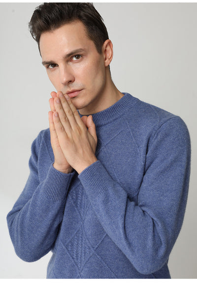 Suéter Cashmere Hombre Cuello Redondo Jacquard Elegante - Image 11