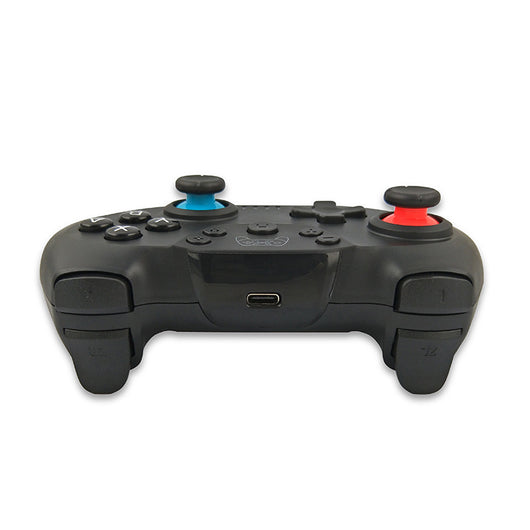 Black wireless Bluetooth game controller with blue and red accents, dual analog sticks, D-pad, and face buttons. - Image 13