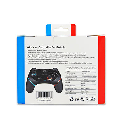 Black wireless Bluetooth game controller with blue and red accents, dual analog sticks, D-pad, and face buttons. - Image 16