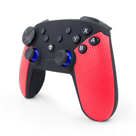 Black and red wireless Bluetooth gamepad with textured grips, dual analog sticks, D-pad, and face buttons. - Image 11