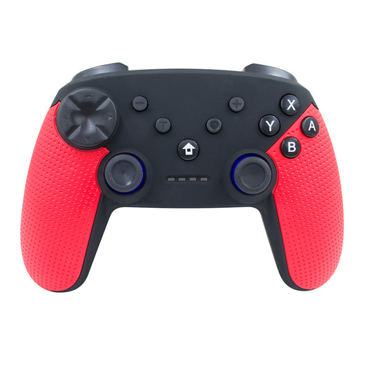 Black and red wireless Bluetooth gamepad with textured grips, dual analog sticks, D-pad, and face buttons. - Image 12