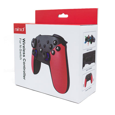 Black and red wireless Bluetooth gamepad with textured grips, dual analog sticks, D-pad, and face buttons. - Image 15