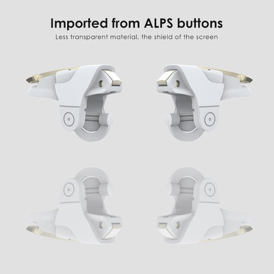 Two white and gold mobile gaming triggers for smartphones, designed to enhance gameplay with auxiliary firing. - Image 14