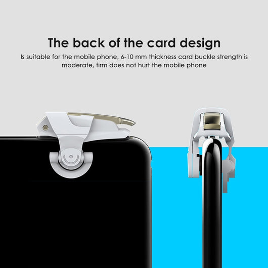 Two white and gold mobile gaming triggers for smartphones, designed to enhance gameplay with auxiliary firing. - Image 15
